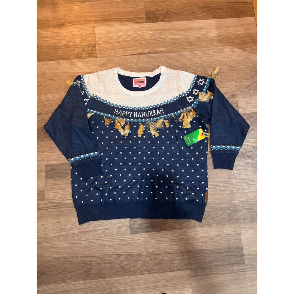 Tipsy Elves Women's Happy Hanukkah Tassel Sweater w Star of David